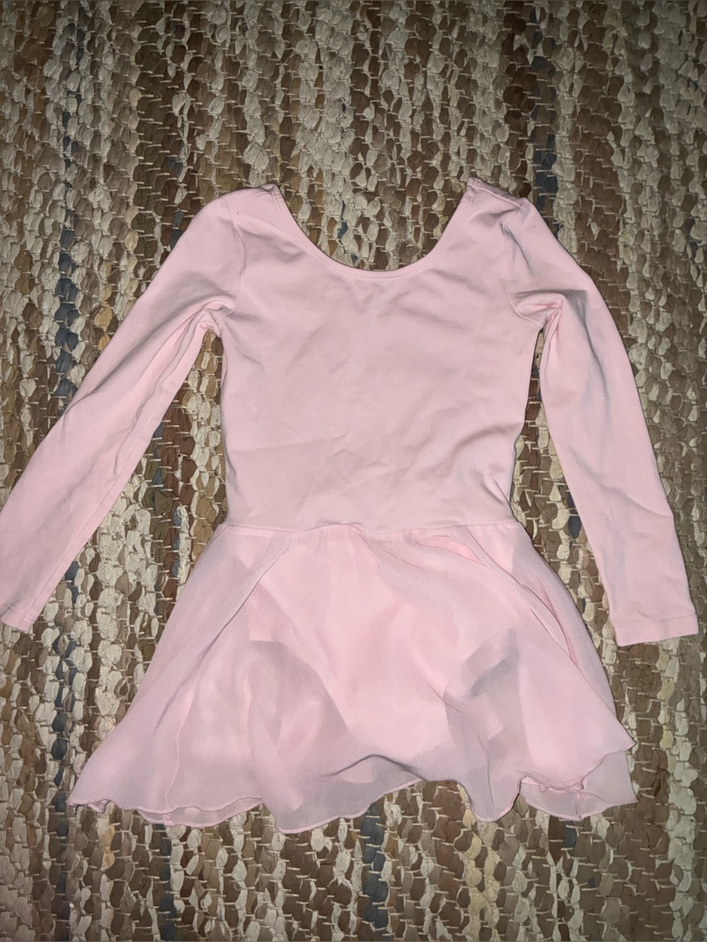 Kids Long-Sleeve Pink Ballet Dress with Chiffon Skirt